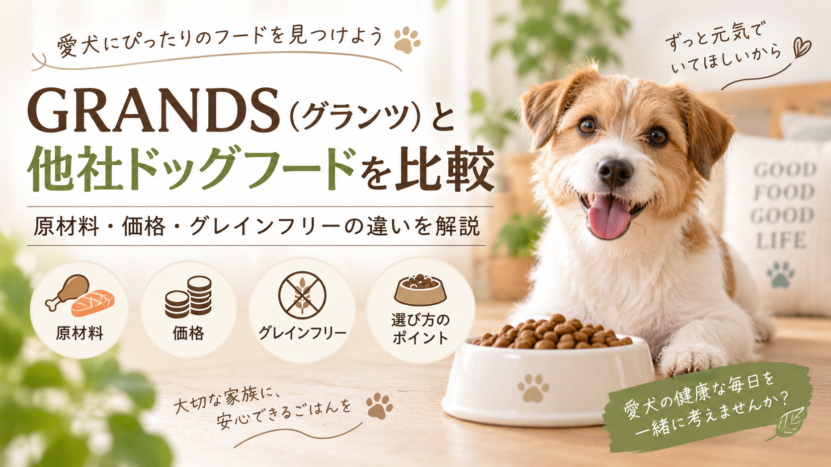 GRANDS(グランツ)と他社ドッグフードを比較|原材料・価格・グレインフリーの違いを解説